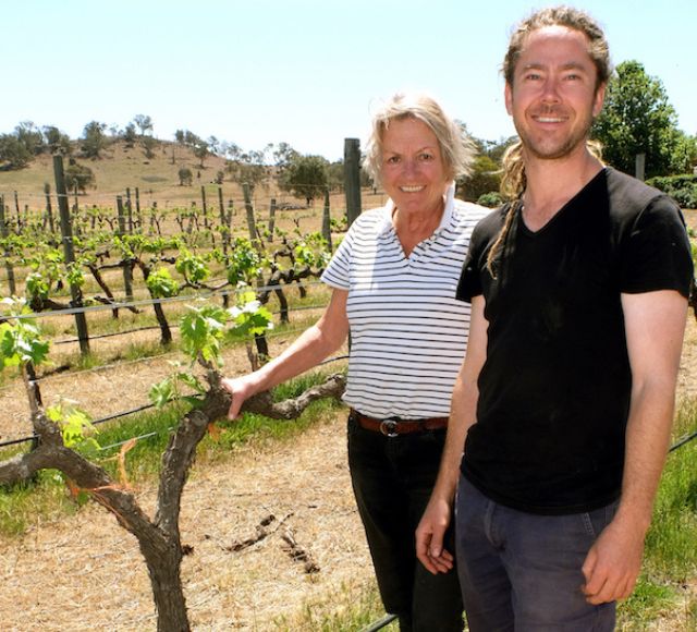 Steve, Marg and Barnacle at Wallington Wines