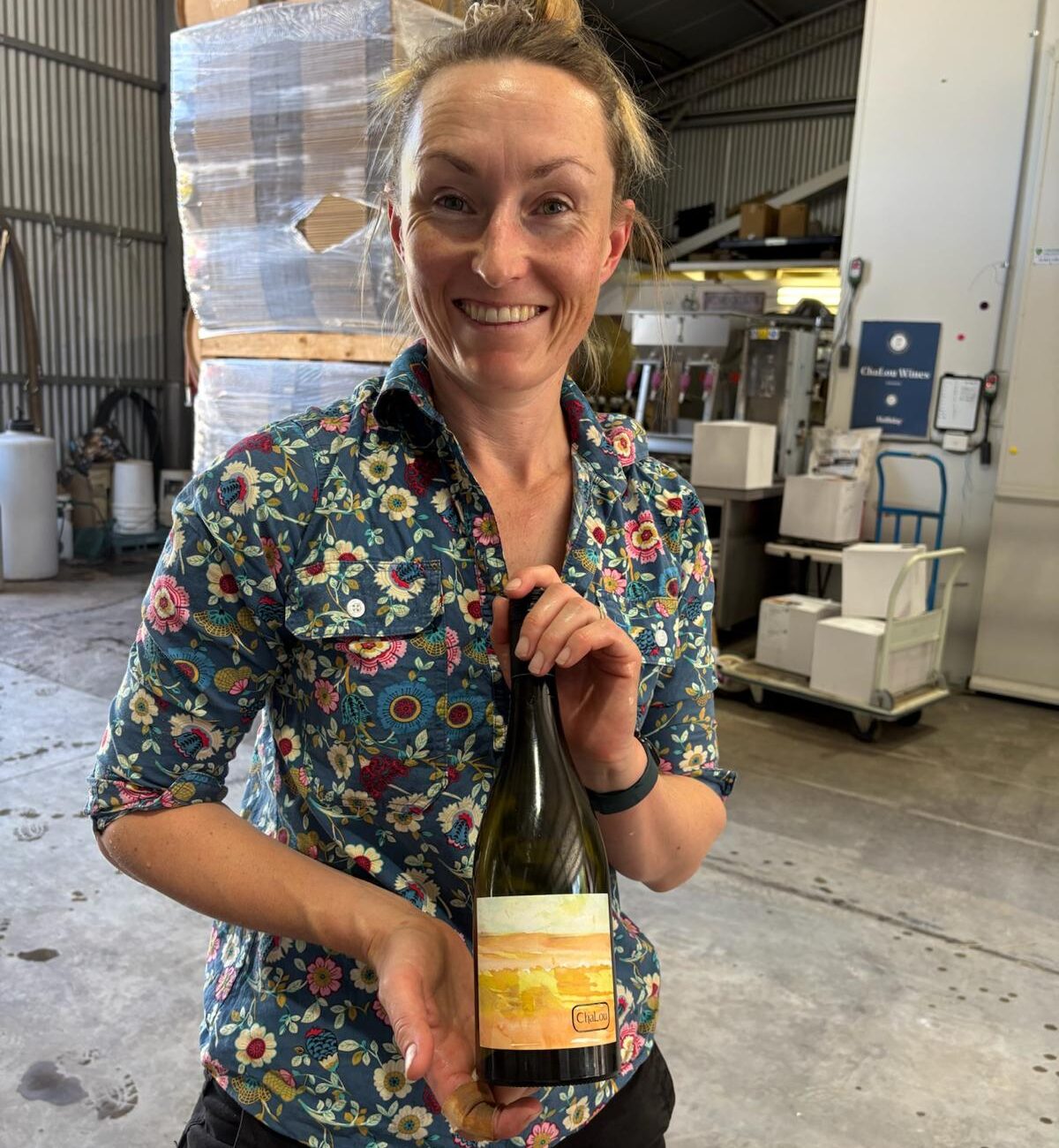 Nadja with the first vintage of Chenin Blanc